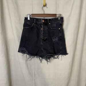 Zara Black Frayed Jean Shorts
